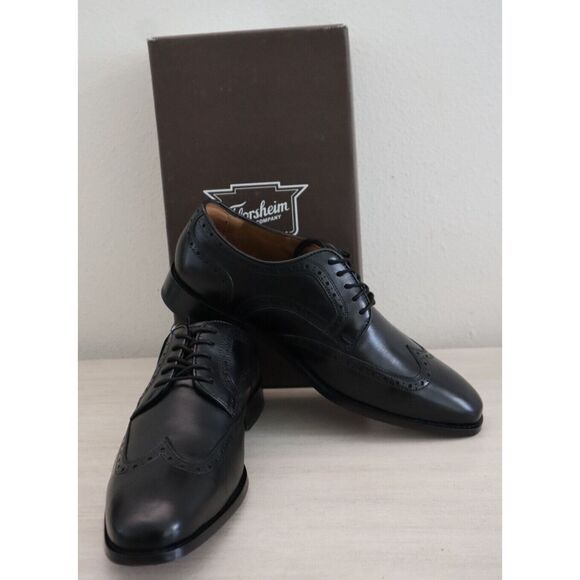Florsheim Men's Sz 9W Black Smooth Leather Conetta Wing Tip Oxfords - Picture 1 of 13